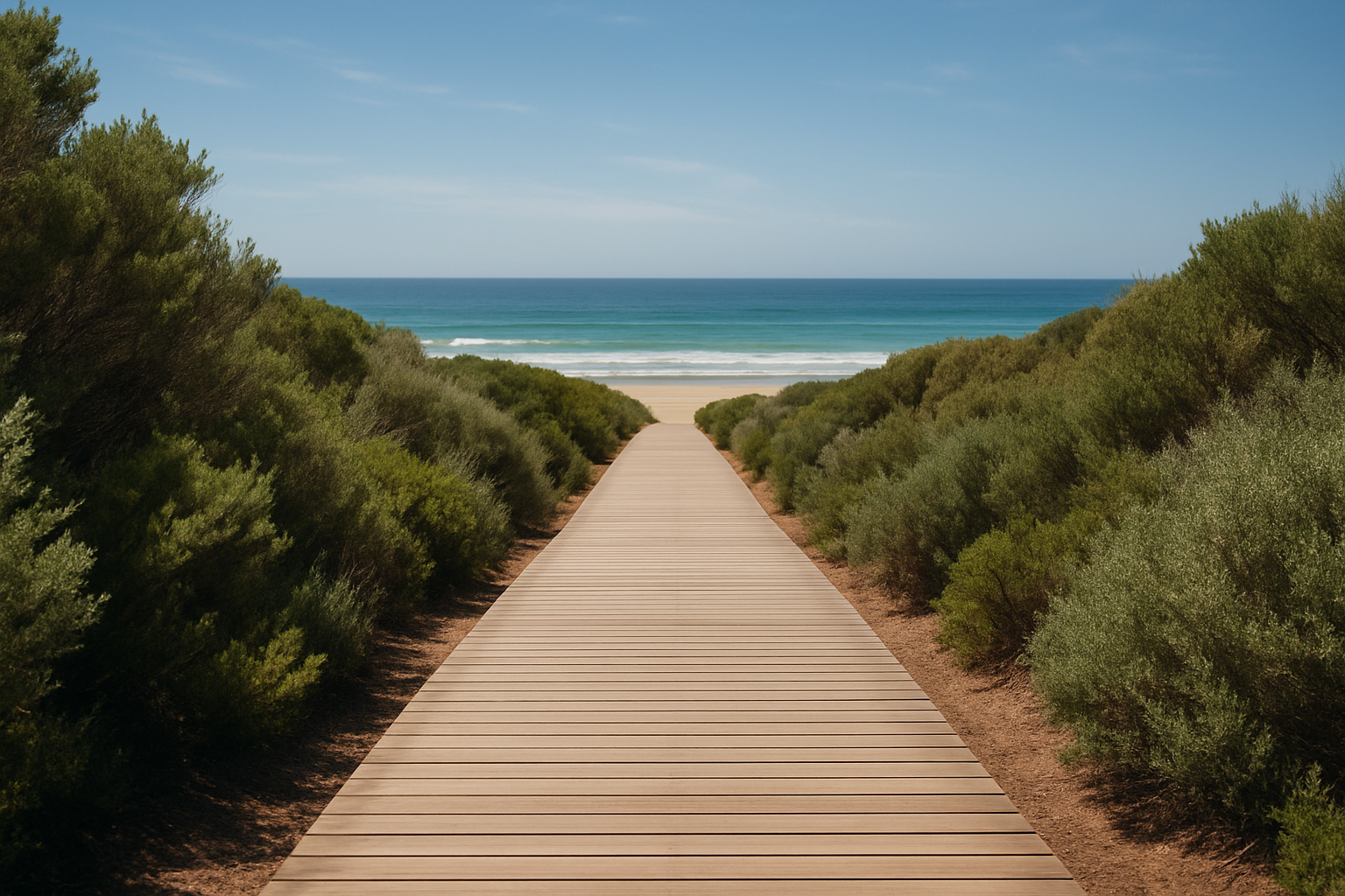 Level path or boardwalk, clear surface detail, daylight