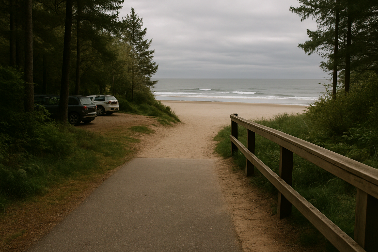 Official access path from parking lot to sand, real surface and grade